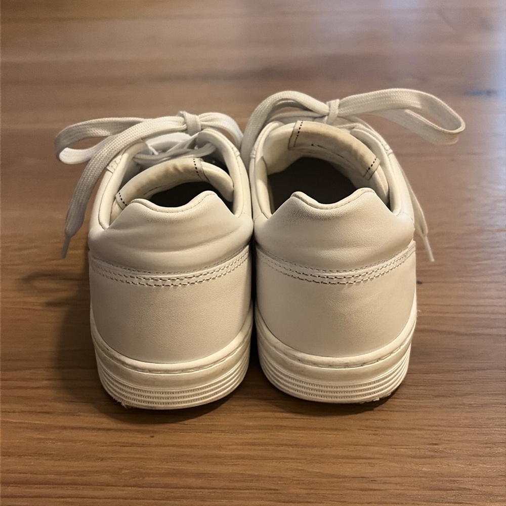 CHANEL White Leather Low-Top Sneakers - Women's - Picture 3 of 8